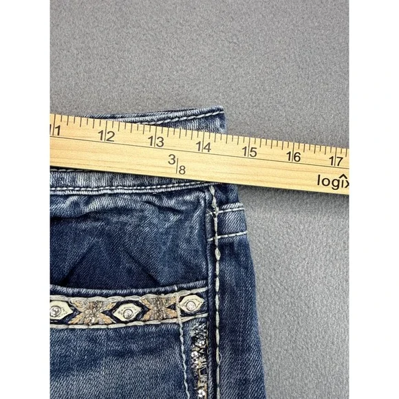 Miss Me Jeans Women 27 Blue MP7299S Mid-Rise Skinny Embellished Flap Pocket - Picture 8 of 16